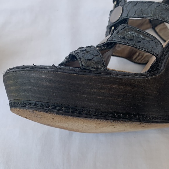 Coach Mallorie Black Wedge Platform Gladiator sandals Sz9 - Picture 9 of 14